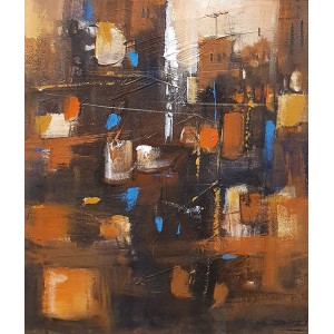 G. N. Qazi, 12 x 14 inch, Acrylic on Canvas, Abstract Painting, AC-GNQ-67